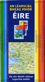 Learscáil Bheag Mhóir Handy Map Map of Ireland in Irish Léarscáil na hÉireann i nGaeilge Irish Placenames Logainmneacha Atlas Geography Ulster Placenames  Connacht Mumhan Laighean Fáilte Failte Ireland